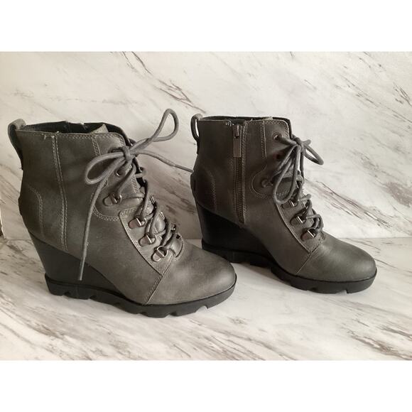 Sorel Joan Uptown Wedge Boot Gray Size 7 | Waterproof Leather, $225 - Picture 4 of 12